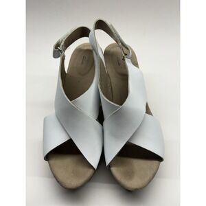 Clarks Annadel Eirwyn Wedge Sandal in White Leather Women 9M Ultimate Support